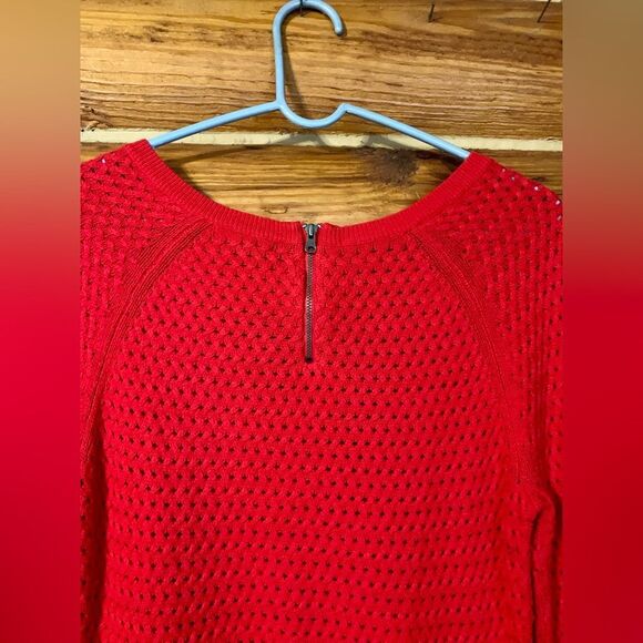 American Eagle Outfitters Red Crewneck Fuzzy Sweater Small - Picture 6 of 10